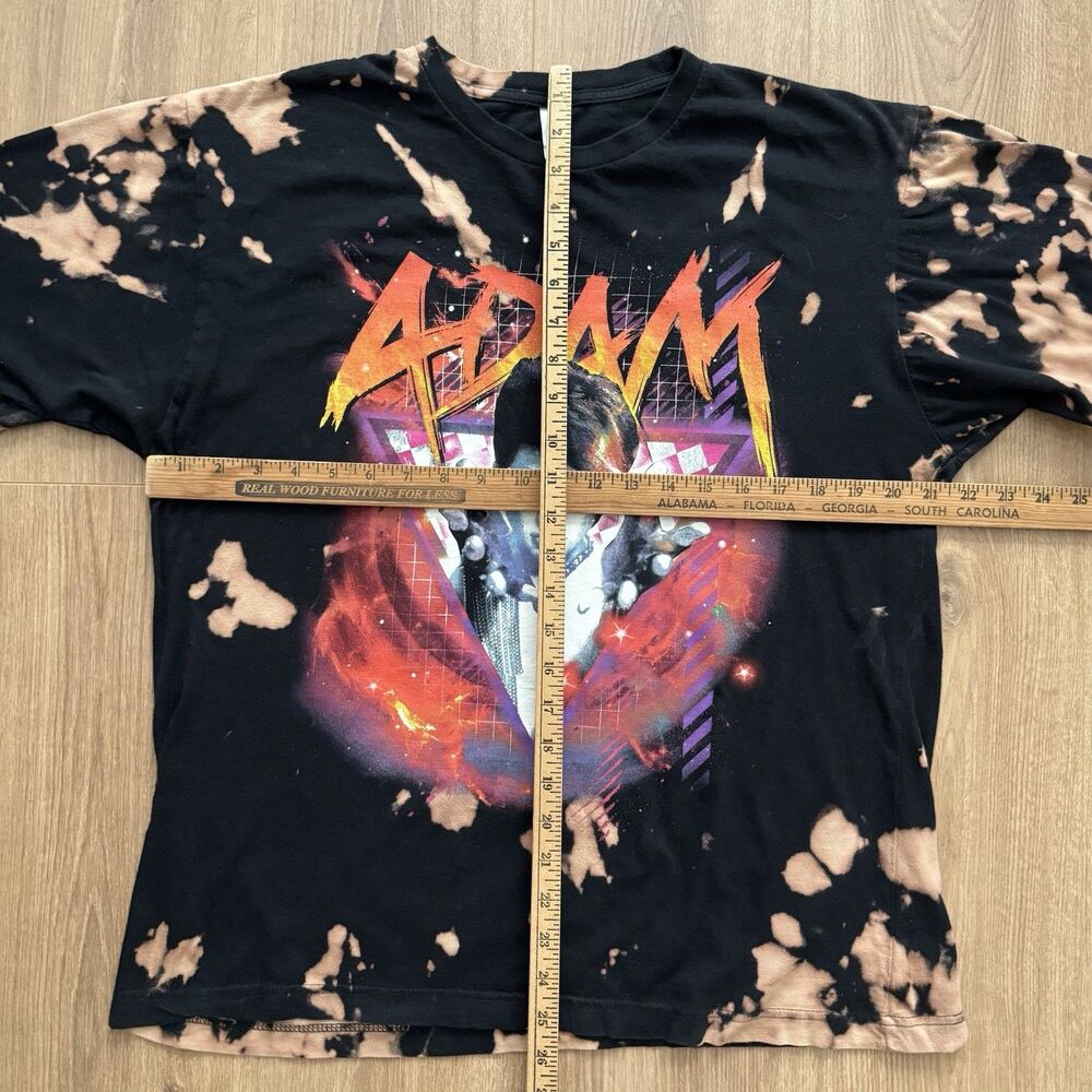 Adam Lambert Glam Nation Tour 2010 Bleached Tie Dye Band T Shirt L Double Sided - Picture 7 of 8